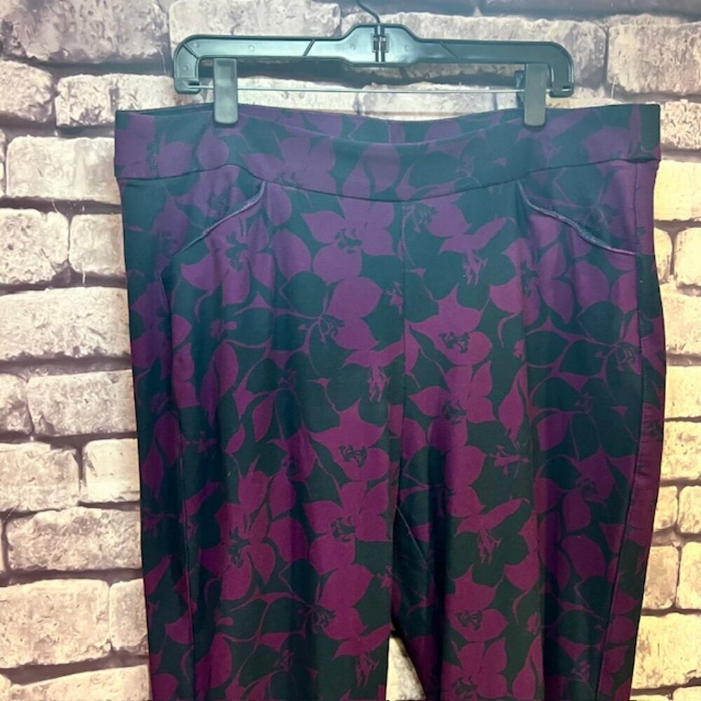 Chico's Travelers Purple & Black Pull On Dress Pants Size XL/16 - Picture 2 of 9
